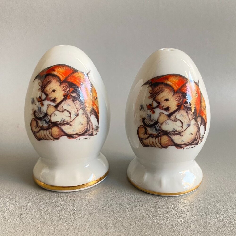 Hummel Umbrella Girl Porcelain Salt & pepper Shakers